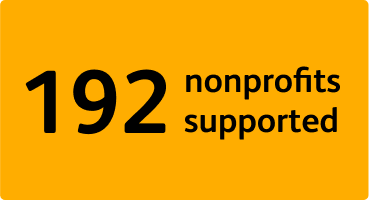 A graphic stating 192 nonprofits supported.