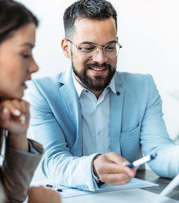 Financial professional reviewing Protective's company overview with a client