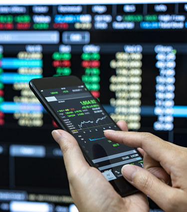 Mobile phone displaying stocks.