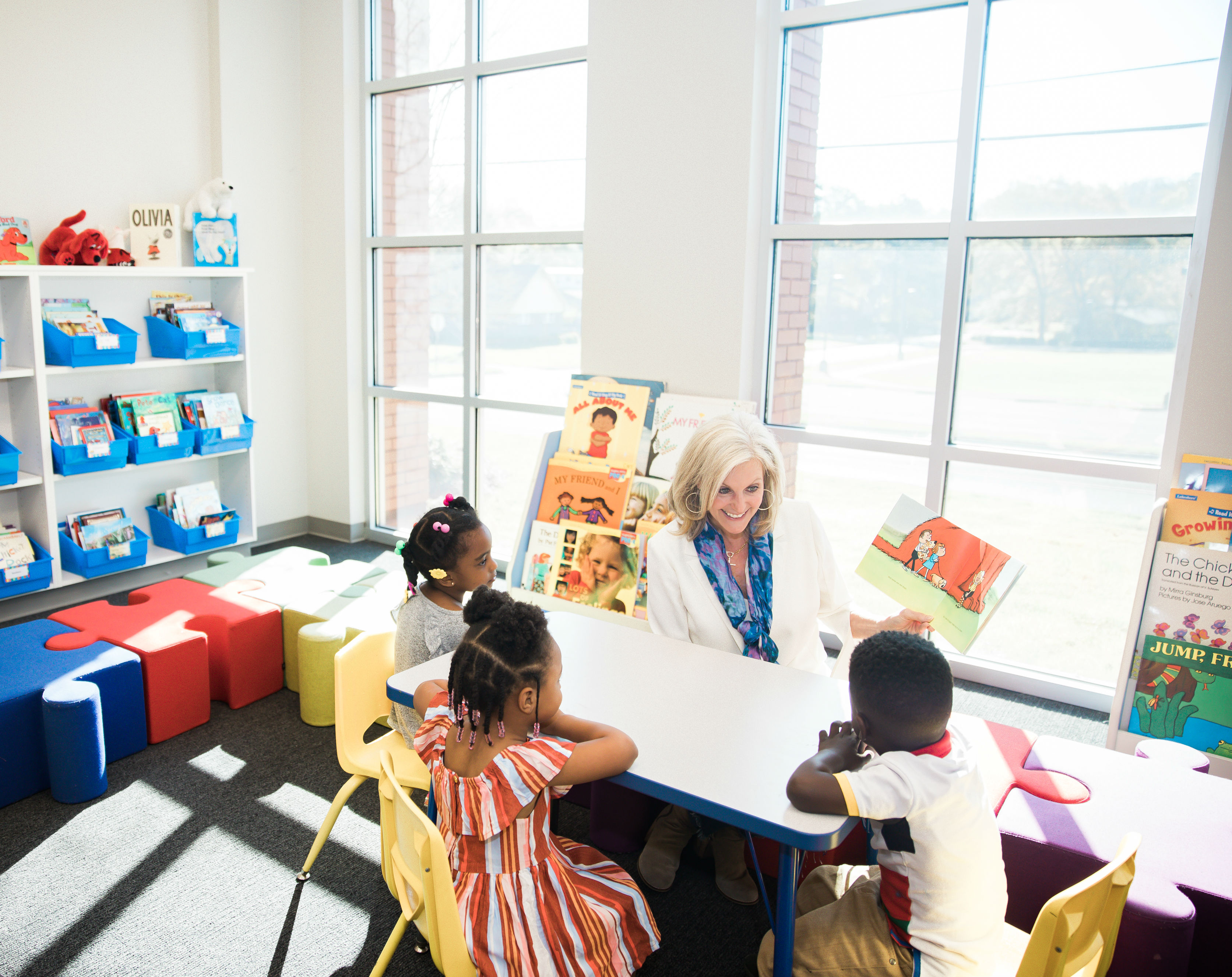 Preschool Partners executive director Lella Hamiter in classroom with young students