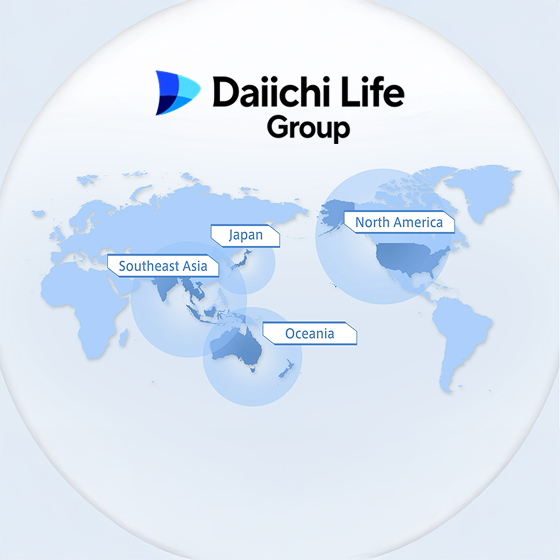 Map representing the global leadership of Daiichi Life Group.