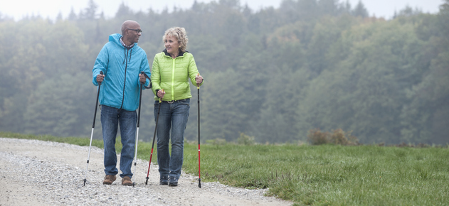 Retired couple hiking