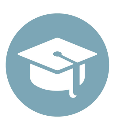 Light blue graduation cap icon