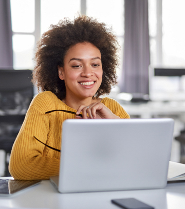 Woman using laptop