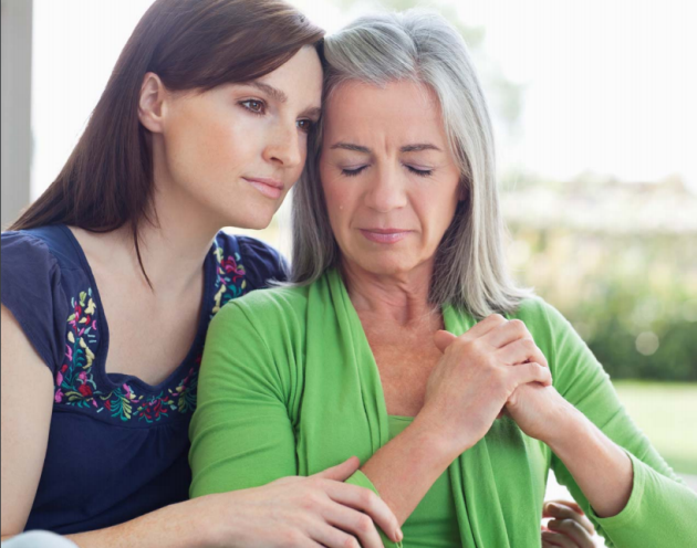 Daughter and mother on brochure