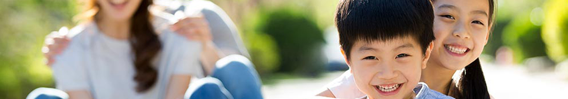 Asian family outside