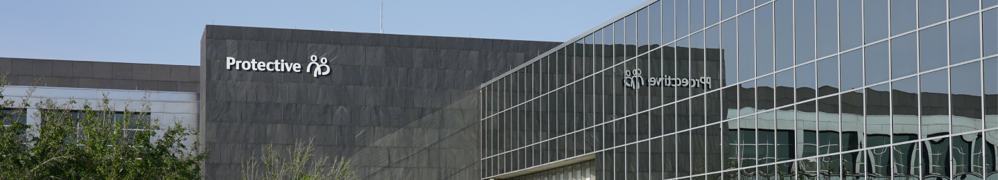 Exterior view of Protective Life office in Birmingham Alabama.