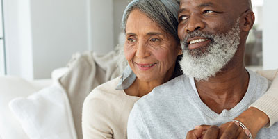 Older couple spending time together in their home.