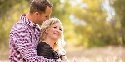 Young couple looking happy to be together.