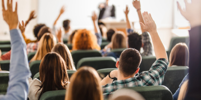 College students in a classroom setting.