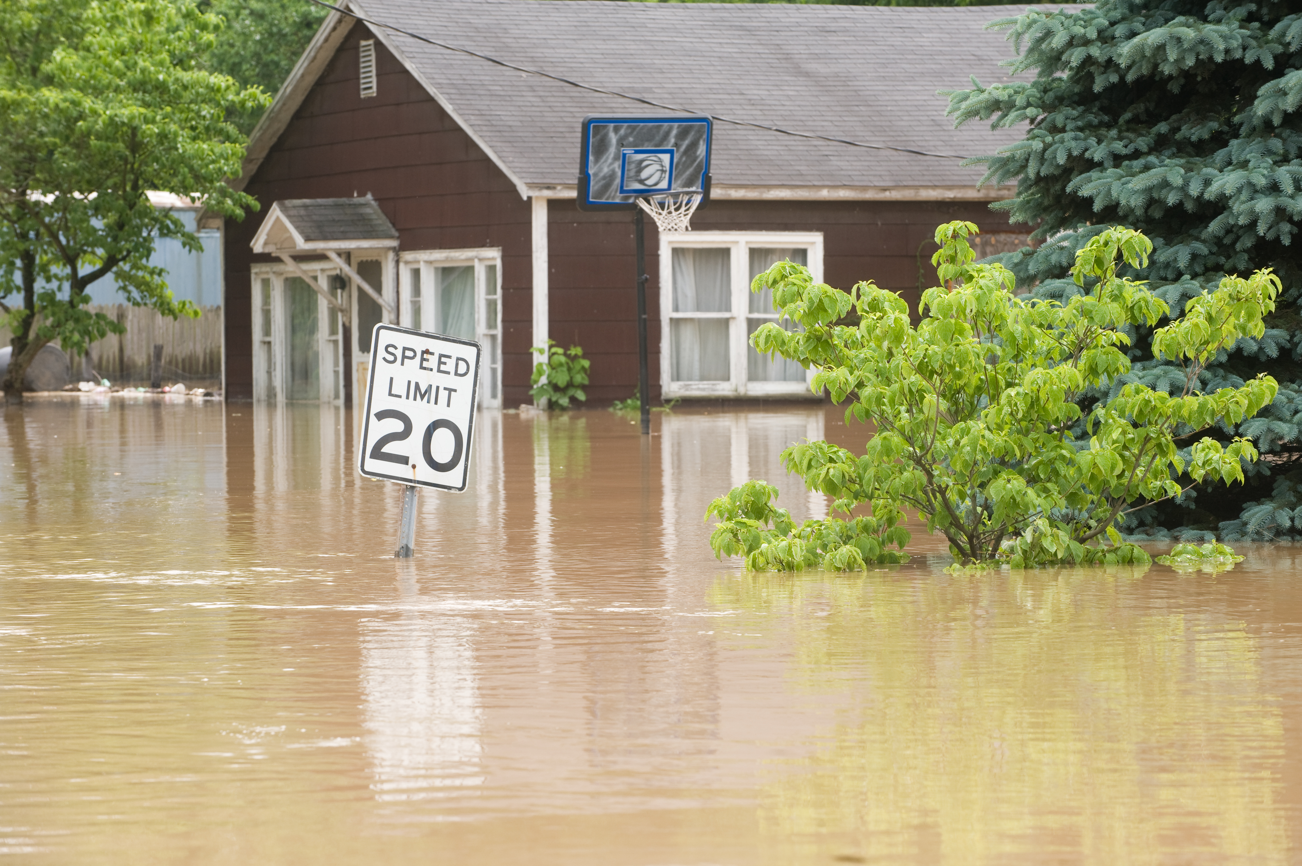 Indiana neighborhood underwater due to flooding.