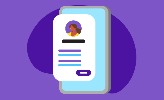 An illustration of a mobile phone displaying an account screen.